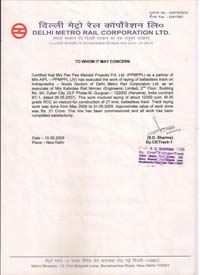 Delhi Metro Certificate